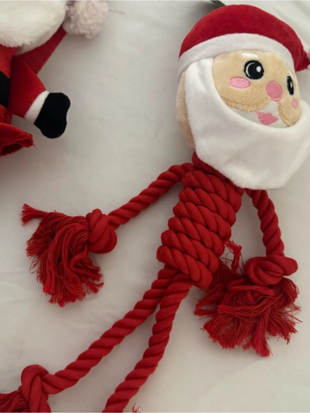 Disney Red Santa Plush Dog Toy Rope and Holiday Accessories Bundle of (4) NWT